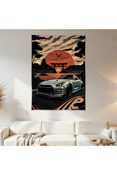 Geek Cultcha Nissan Gt-R Wall Cloth Wall Tapestry First Quality Satin Fabric ...