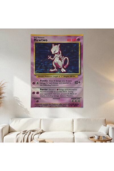 Geek Cultcha Mewtwo Pokemon Card Wall Drape Wall Tapestry First Quality Satin...