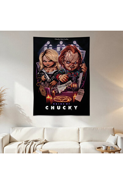 Geek Cultcha Chucky Duvar Örtüsü Duvar Halısı Birinci Kalite Saten Kumaş Poster