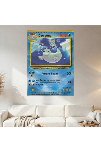 Geek Cultcha Dewgong Pokemon Card Wall Drape Wall Tapestry First Quality Sati...