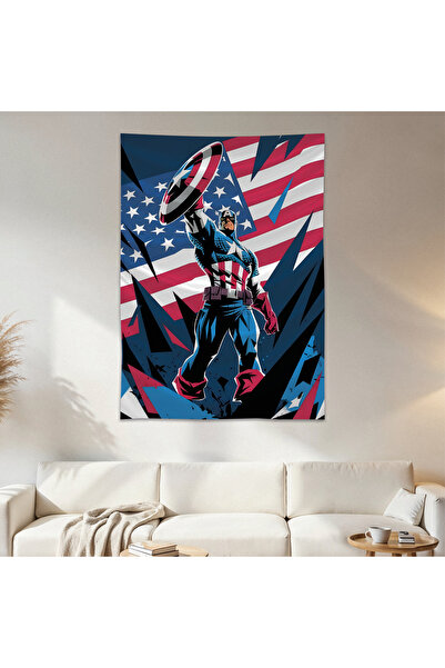 Geek Cultcha Captain America Wall Cloth Wall Tapestry First Quality Satin Fab...