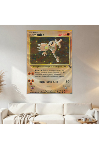 Geek Cultcha Hitmonlee Pokemon Card Wall Drape Wall Tapestry First Quality Sa...