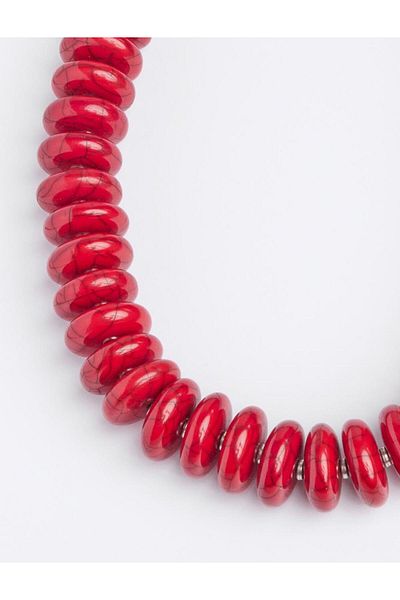 Jimmy Key Red Thick Bead Detailed Necklace