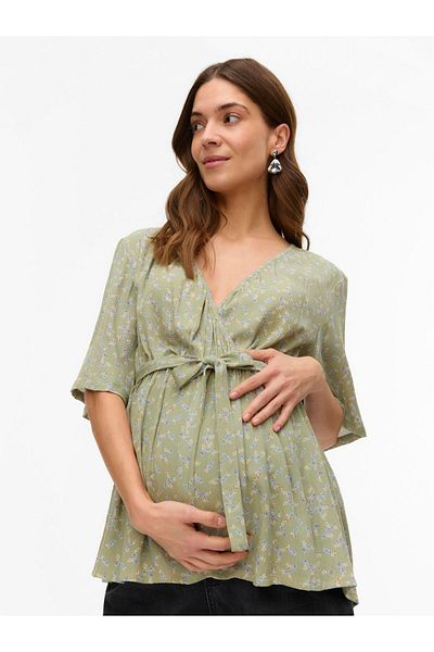 Mama Licious Bluse Normal geschnitten V-Ausschnitt Weite Ärmel Top