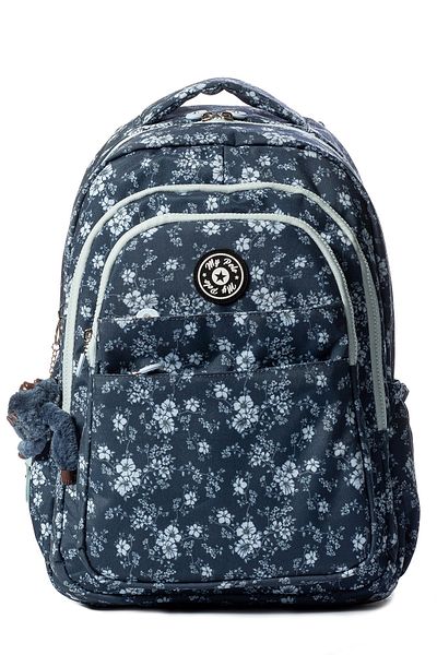 Go Veform Rucsac de zi cu zi și de școală din țesătură șifonată impermeabilă cu mai multe buzunare MYP8610 bleumarin/gri