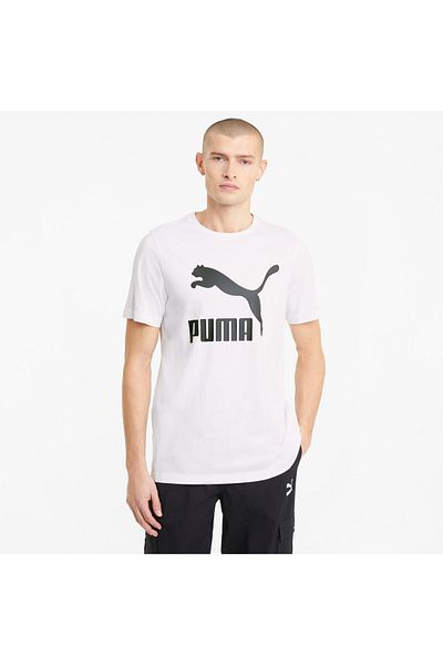 Puma تي شيرت رجالي بشعار كلاسيكي بشعار أبيض53008802
