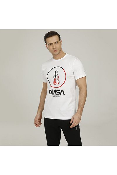lumberjack Λευκό ανδρικό μπλουζάκι Nasa Rocket ( 101106088 )