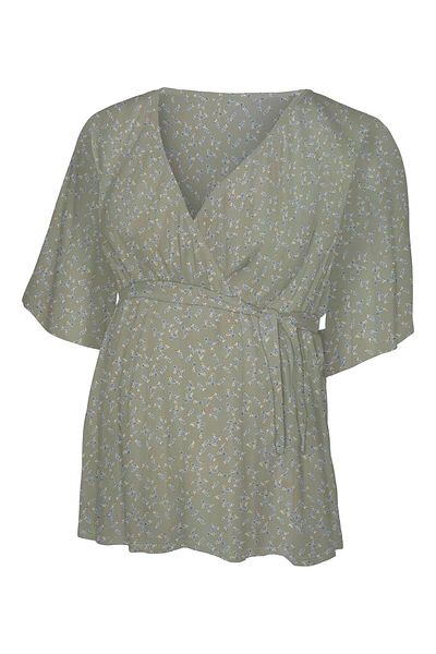 Mama Licious Bluse Normal geschnitten V-Ausschnitt Weite Ärmel Top