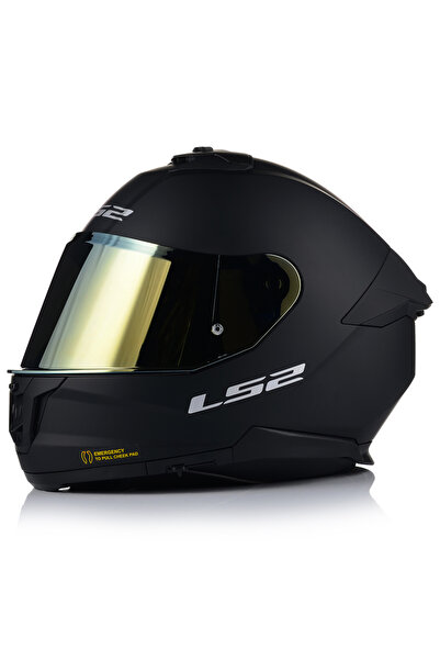 LS2 Stream 2 Mat Siyah Kapalı Motosiklet Kaskı Gold Camlı