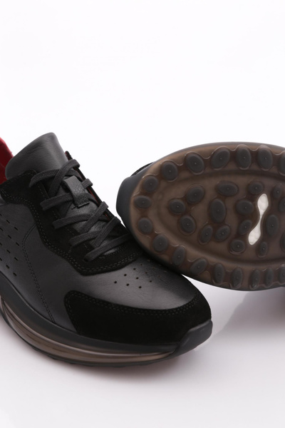 DGN Erkek Sneaker Ayakakbı Hakiki Deri Siyah 438310106