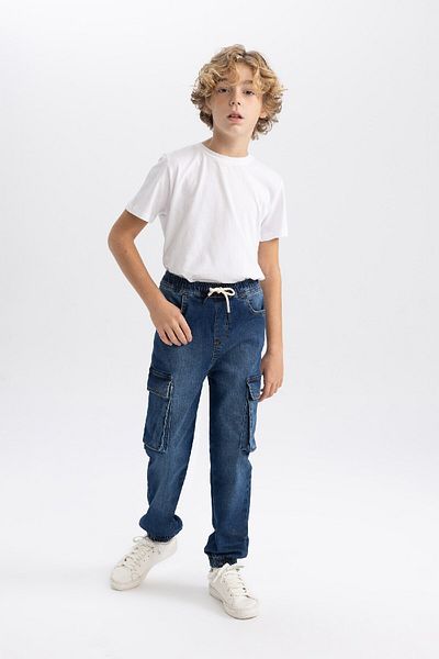 DeFacto Boy's Cargo Pocket Jogger Elastické nohavice Jean kalhoty B5447A824Sp