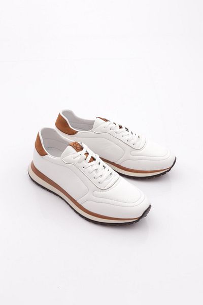 DGN Men's Sneakers Shoes Genuine Leather White Tan Nubuck 91131081