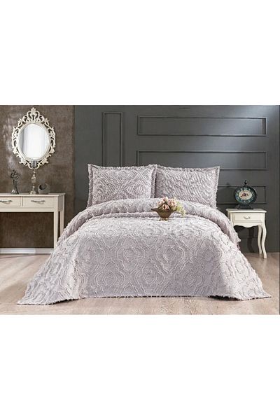 NİVEMESHOME Hercai̇ Gray 3 Piece Bed Cover Set