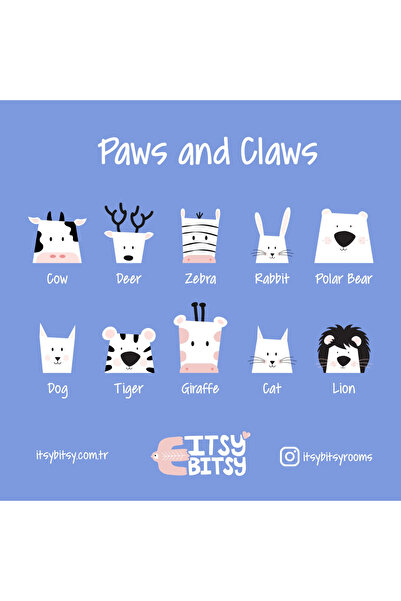 itsybitsy Animal Patterned Children's and Baby's Room Table Lighting Headboard - Paws and Claws Series