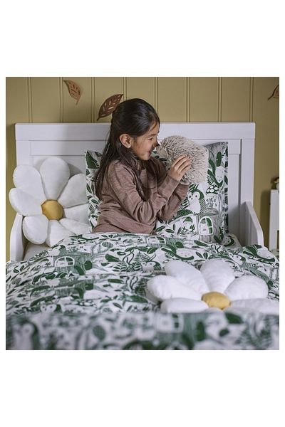 IKEA SKOGSDUVA Flower-Shaped White Cushion 47x8 cm – Soft, Decorative, Washable, Cozy Pillow