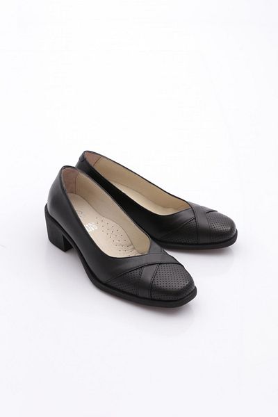 DGN Pantofi de damă cu toc din piele naturală cu împânzire neagră 23212453