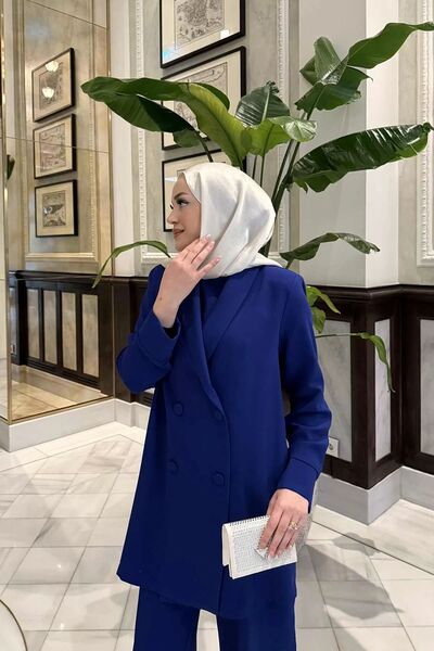 Melike Tatar Meli̇ke Tatar Jacket Jumpsuit 9357 Sax