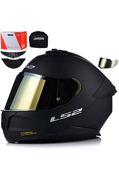 LS2 Stream 2 Mat Siyah Kapalı Motosiklet Kaskı Gold Camlı