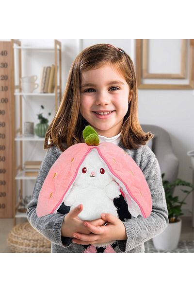 HARİKA PELUŞ FABRİKASI 18 cm Strawberry Rabbit with Bag Special for Lovers