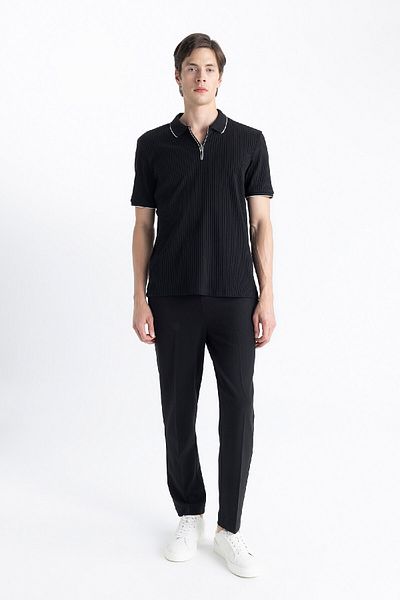 DeFacto Μπλουζάκι πόλο με κοντό μανίκι Slim Fit - D3948AX24SM με φερμουάρ
