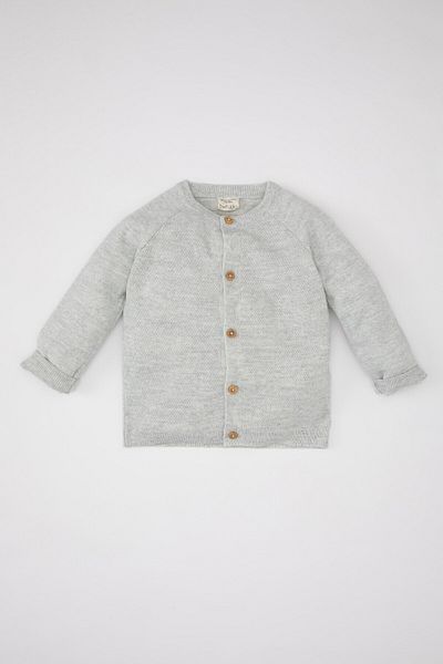 DeFacto Baby Boy Crew Neck Basic Plain Button Knitwear Cardigan A3833A524Au