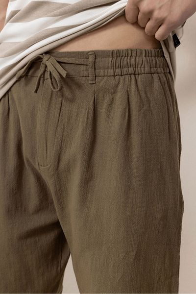 Valiberta Cotton Flared Straight Leg Jogger Men's Trousers - Khaki