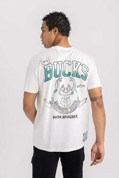 DeFacto Μπλουζάκι με κοντό μανίκι με λαιμόκοψη Milwaukee Bucks NBA - Standard Fit B3909ax24sp