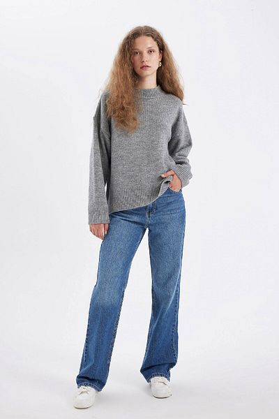 DeFacto Oversize Wide Fit Half Turtleneck Long Knitwear Sweater R6044Az24Wn