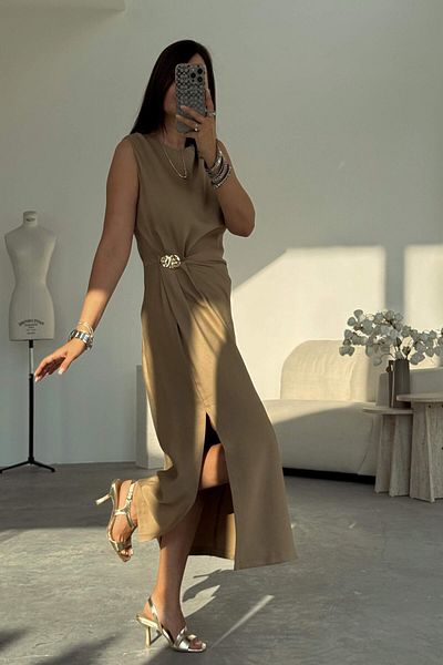 ELVAN TOLON Αμάνικο φόρεμα Gold Draped Oil