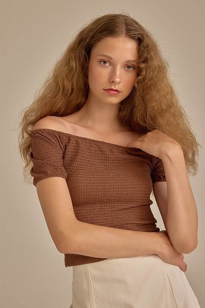 DeFacto Off-Shoulder Wrap Short Sleeve T-Shirt - D3471AX24HS