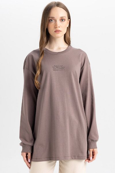 DeFacto Regular Fit Crew Neck Printed Sweatshirt Tunic D0391Ax24Au