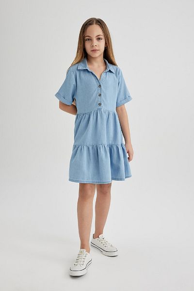 DeFacto Rochie Jeans pentru fete cu mânecă scurtă B5032a824sp