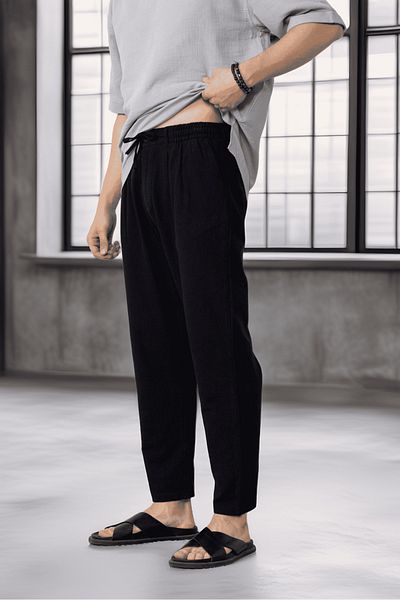 Valiberta Cotton Flamingo Extra Comfortable Fit Straight Leg Jogger Men's Trousers - Black