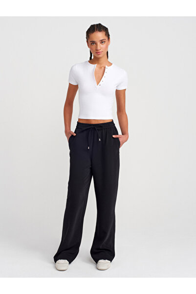 Dilvin 31704 Κοντό μανίκι με κουμπιά-λευκό