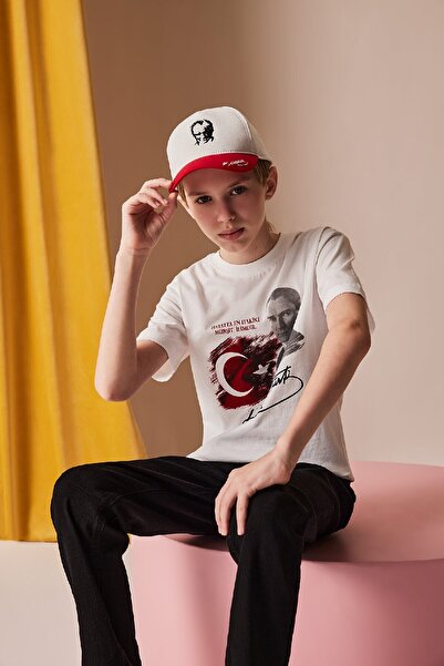 DeFacto قبعة جبردين مطبوعة من أتاتورك للأولاد A0399A824SM