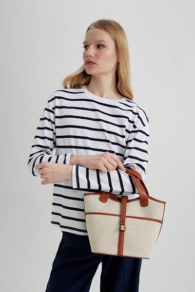 DeFacto Women's Buckle Detailed Canvas Shoulder Bag B9339Axns