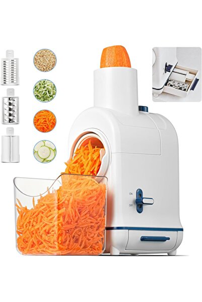 Aobosi قطاعة خضار كهربائية ومبشرة جبن، 3 شفرات، حجرة كبيرة