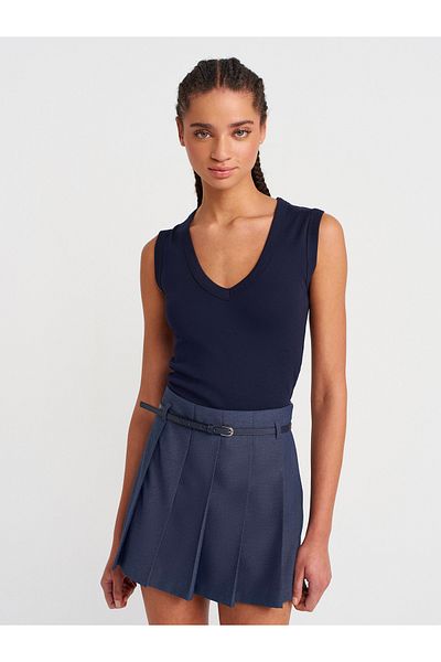 Dilvin 31632 Sleeveless Top-Navy Blue