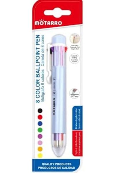 MOTARRO MC056 0.7mm Tip 10-Color Retractable Ballpoint Pen 2-Piece Set, Multicolor