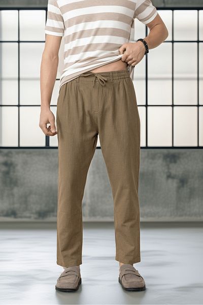 Valiberta Cotton Flared Straight Leg Jogger Men's Trousers - Khaki
