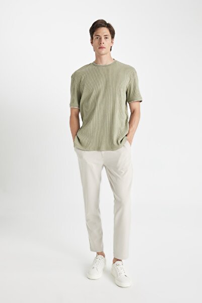 DeFacto Ribbed Short Sleeve Crew Neck T-Shirt - D3972ax24sm