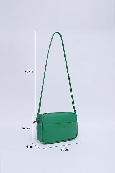 SHAKA Piele artificială Shk22 verde iarbă, buzunar frontal cu două compartimente, fermoar, curea reglabilă, Mini Urban
