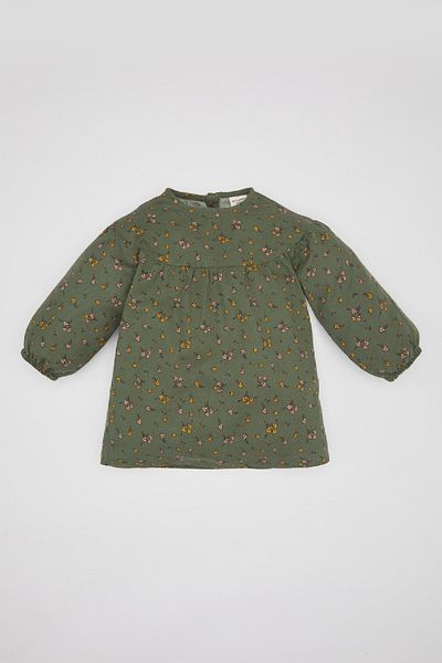 DeFacto Rochie cu mâneci lungi cu flori pentru fetiță din sarg C0498a524sp