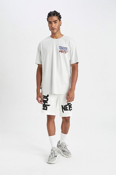 DeFacto Μπλουζάκι με κοντό μανίκι με λαιμόκοψη Brooklyn Nets Crew Boxy Fit C4161ax24hs