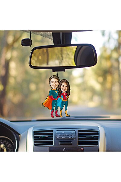 EJOYA Kişiye Özel Fotoğraflı Süperiz Karikatür Araba Dikiz Ayna Süsü 114949