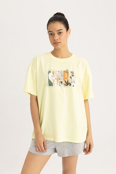 DeFacto Fit Nba Wordmark Oversize Fit Cycling T-Shirt