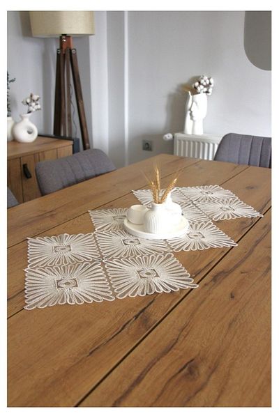 Çt Çeyizci Tekstil French Lace Detailed Single Runner, Table Top Runner, Tablecloth Runner