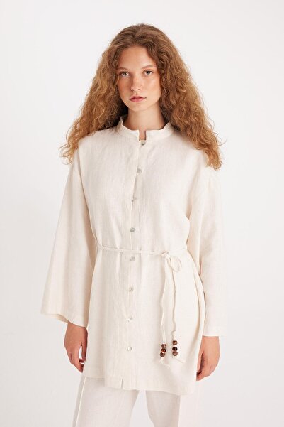 DeFacto Manuka X Linen - Základní tunika s dlouhým rukávem D4394Ax24Hs