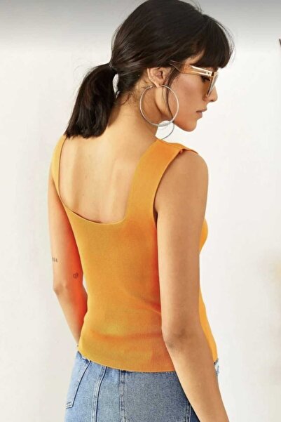 Mrs.idea Women's Square Neck Thick Strap Slim Knitwear Undershirt