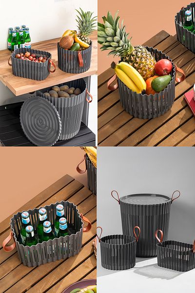 Porsima 4314 Anthracite Σετ Καλαθιών 3 τεμαχίων – Οργανωτής κουζίνας μπάνιου, πάγκος και καλάθι βρώμικου πλυντηρίου